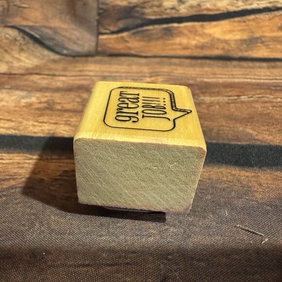 Great Job Speech Bubble Rubber Stamp Wood Mounted Teacher Craft Art Scrapbooking - Picture 6 of 9
